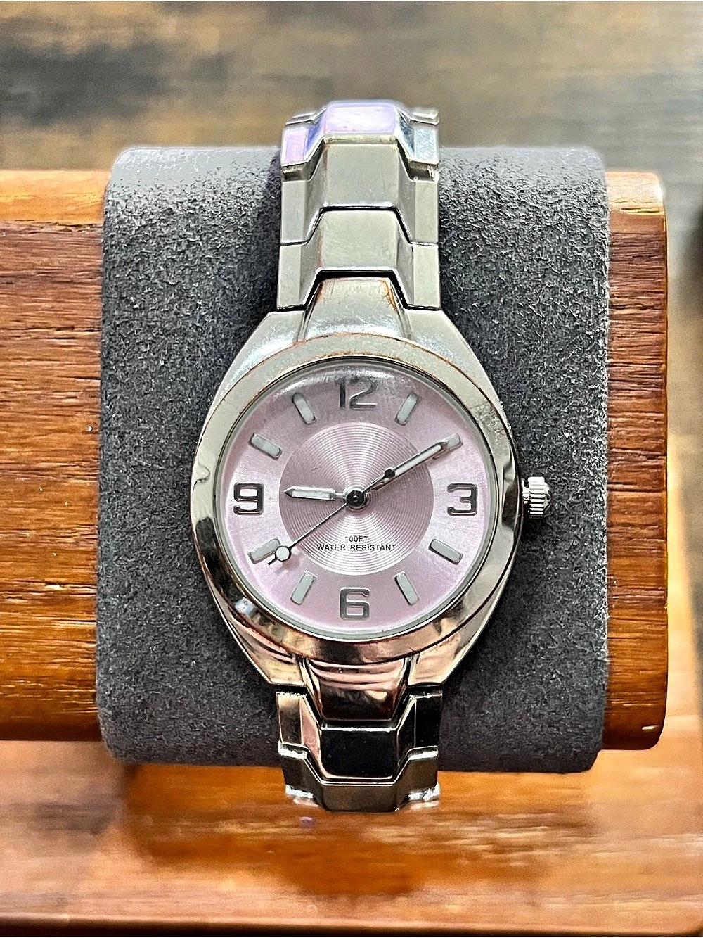 Pink Dial Silver-Tone Watch